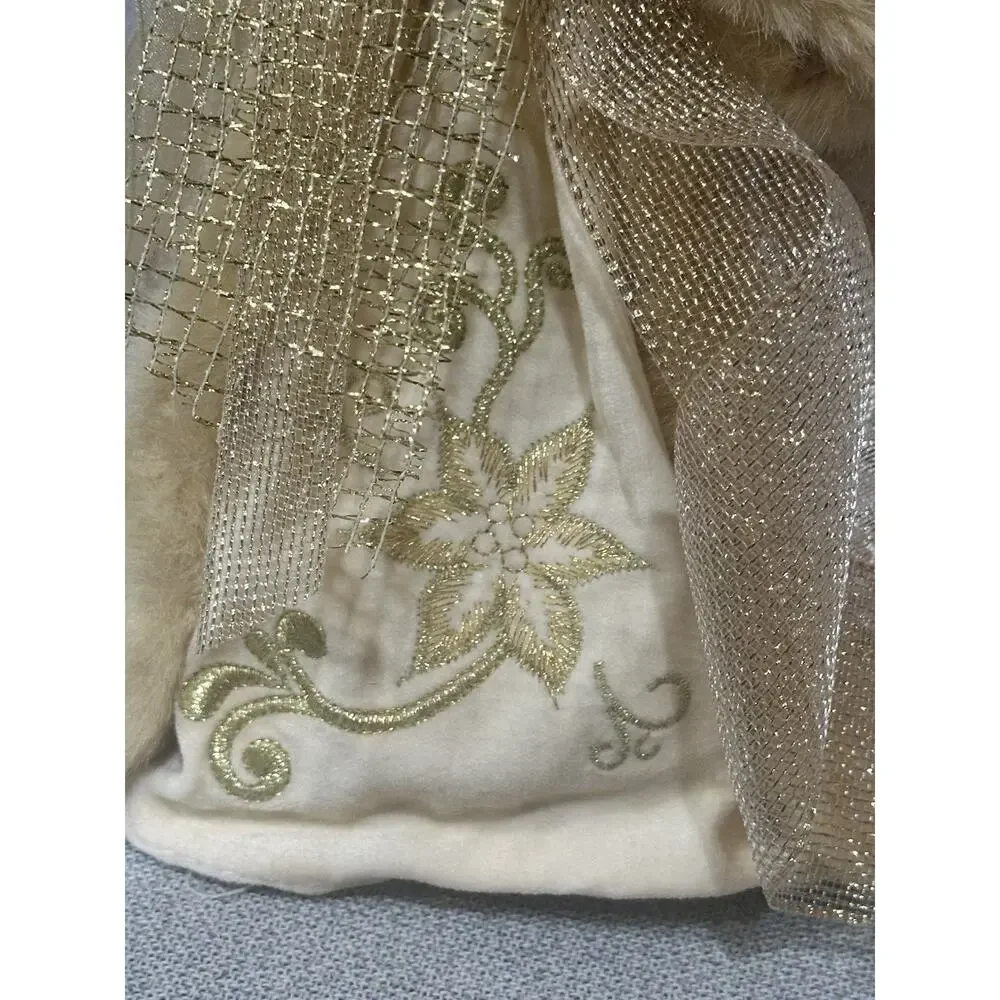 Vtg Lace Satin Angel Tree Topper/table Top Porcelain Face Embroidered 12 in Gold